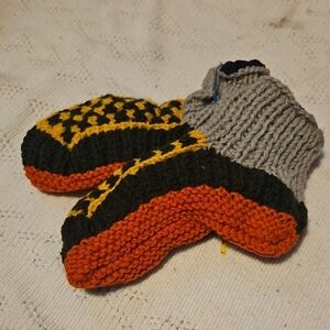 Cozy Knit Adult Socks - Gray, Yellow, and Orange and Variety more colors.